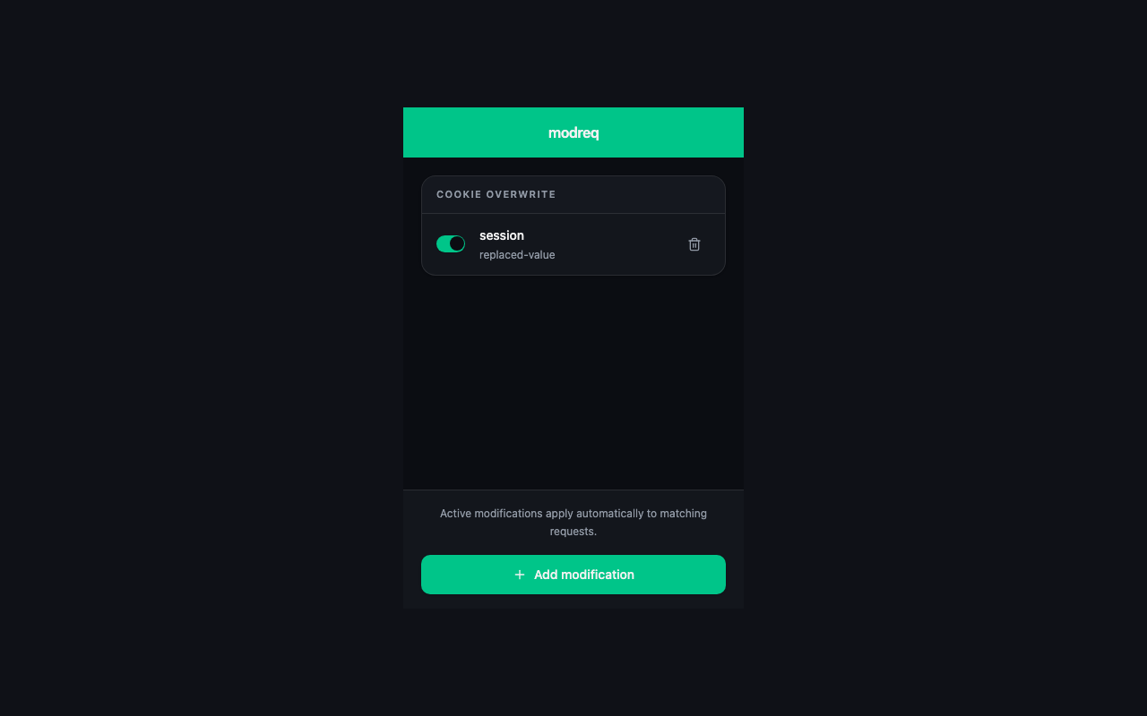 Active cookie override rule